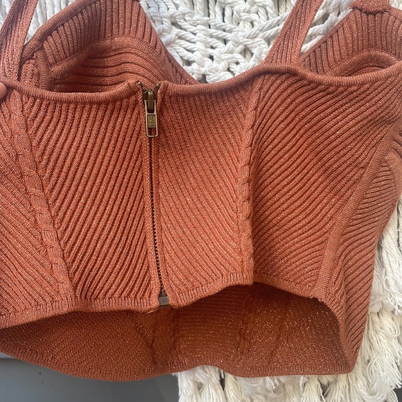 FOGCITYFLEA Retrofete Luxury Glitter Knit Crop stop in Burnt Orange Sedona - Picture 12 of 14